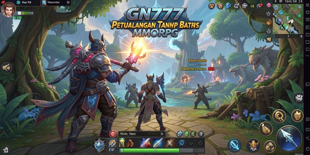 Screenshot gameplay menampilkan pertempuran epik dalam dunia GN777.