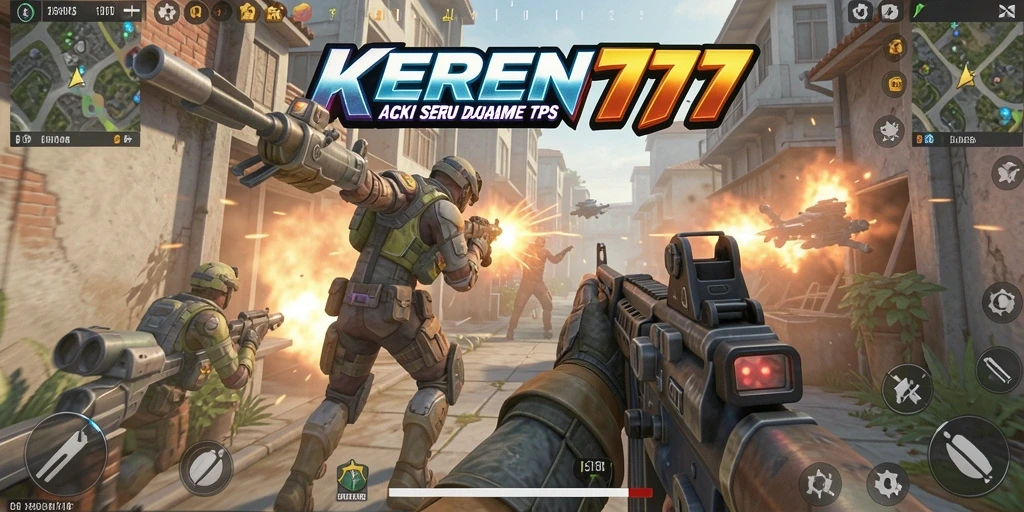 Tangkapan layar gameplay KEREN777 dengan aksi tembak menembak seru.