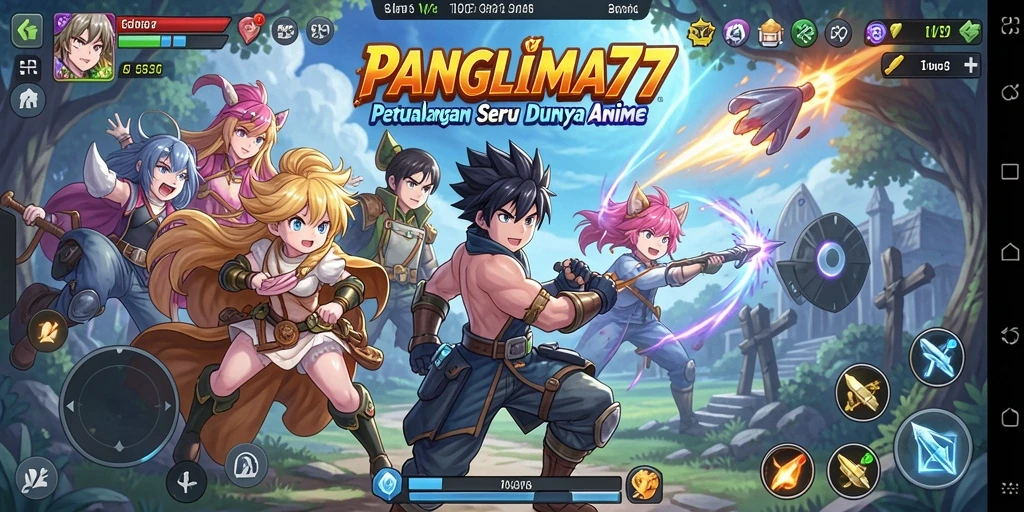 Tangkapan layar gameplay PANGLIMA77 dengan karakter Anime yang menarik.