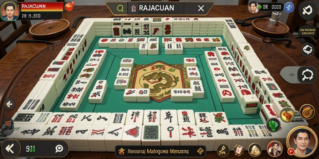 Tampilan menarik dari gameplay Mahjong RAJACUAN.