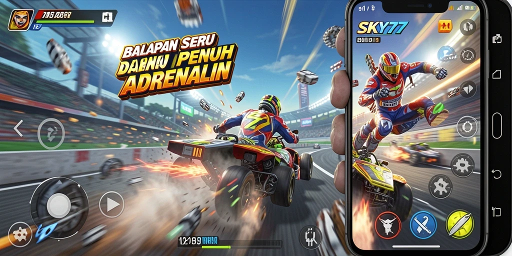 Tampilkan aksi balapan penuh kecepatan dan tantangan.