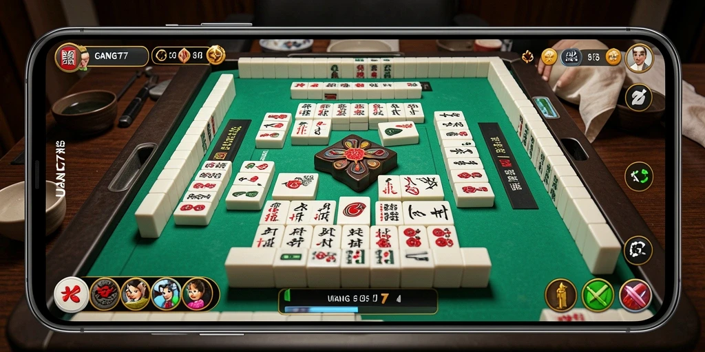 Tampilan permainan UANG77 dengan grafis Mahjong yang menawan.